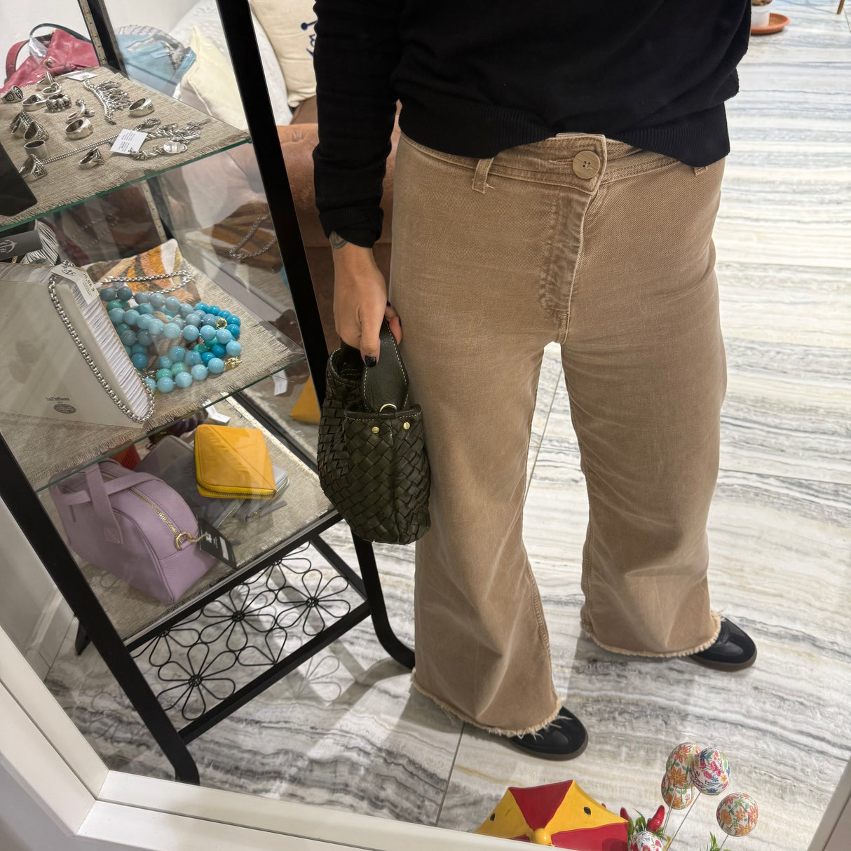 Borsa Mirtilla Small intrecciata Verde Militare