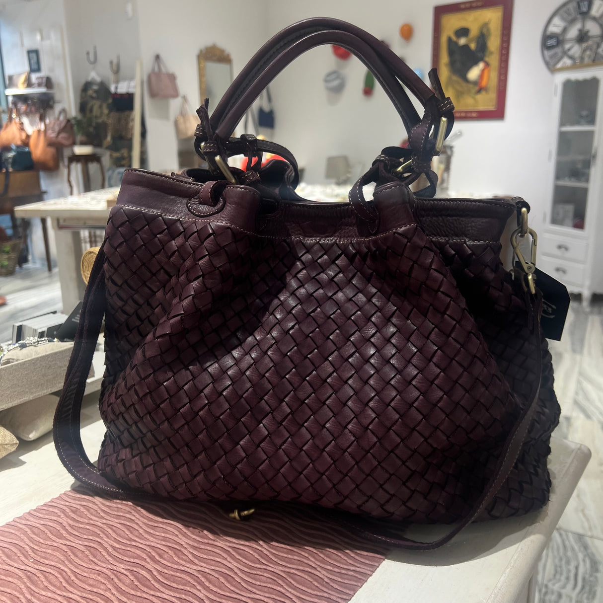 Borsa Intreccio Big Borgogna