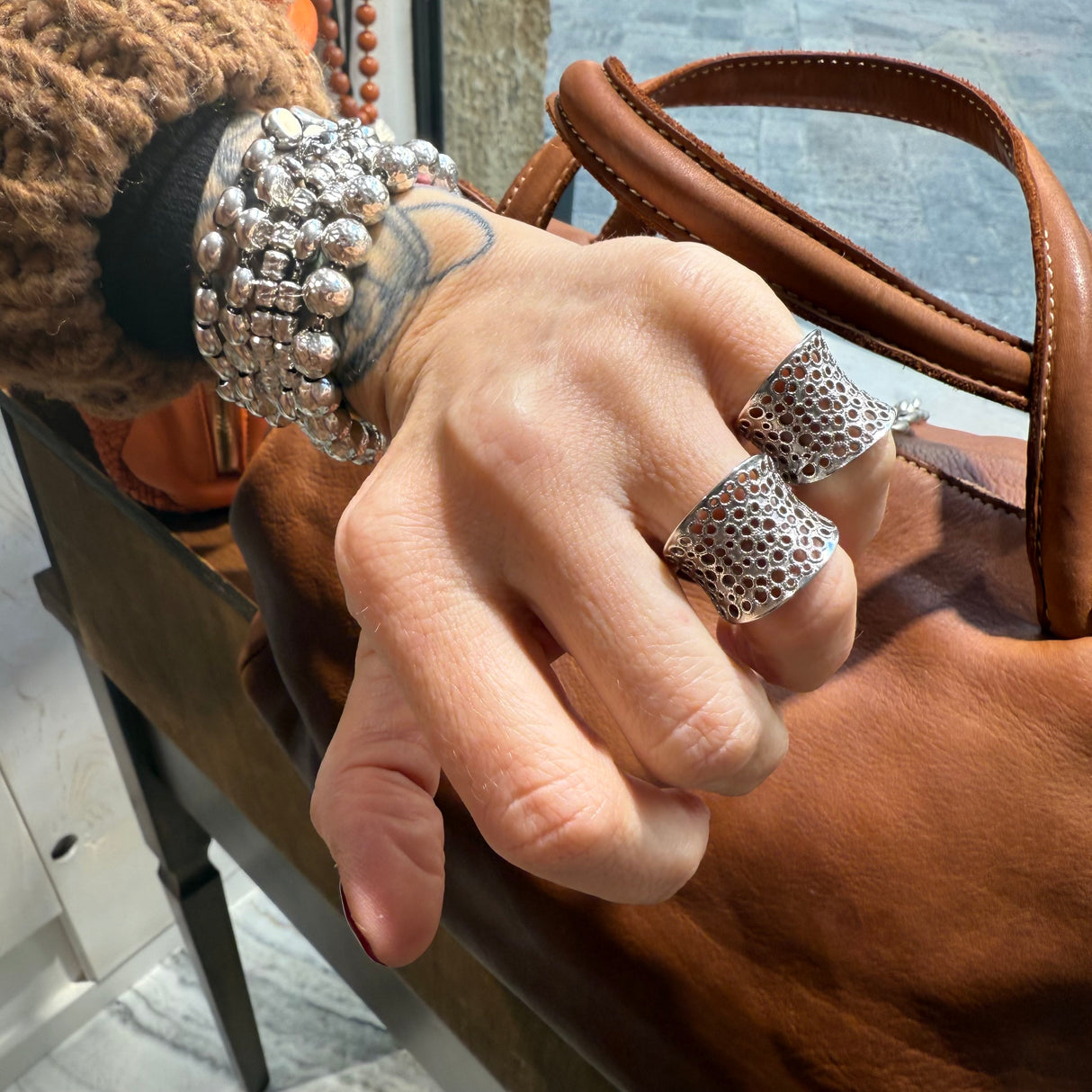 Anello Fascia Etrusca traforata Argento925