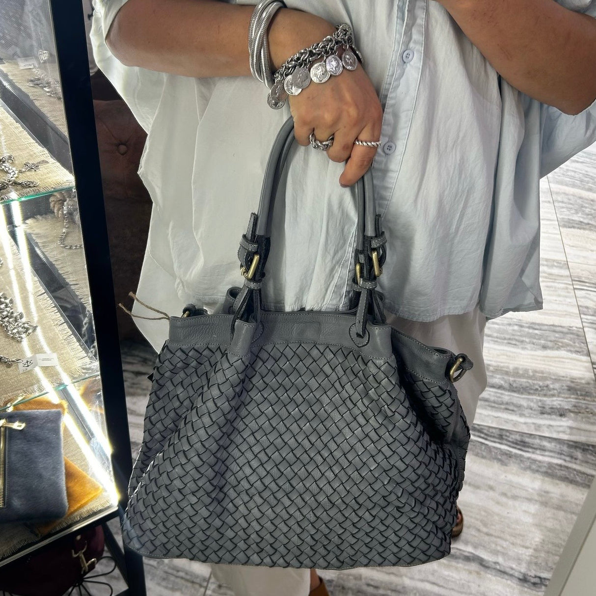 Borsa Intreccio Big Grigio
