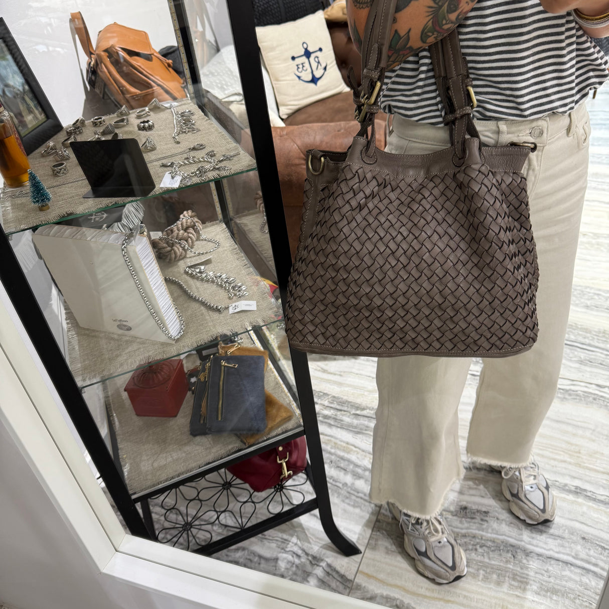 Borsa Intreccio Small Taupe