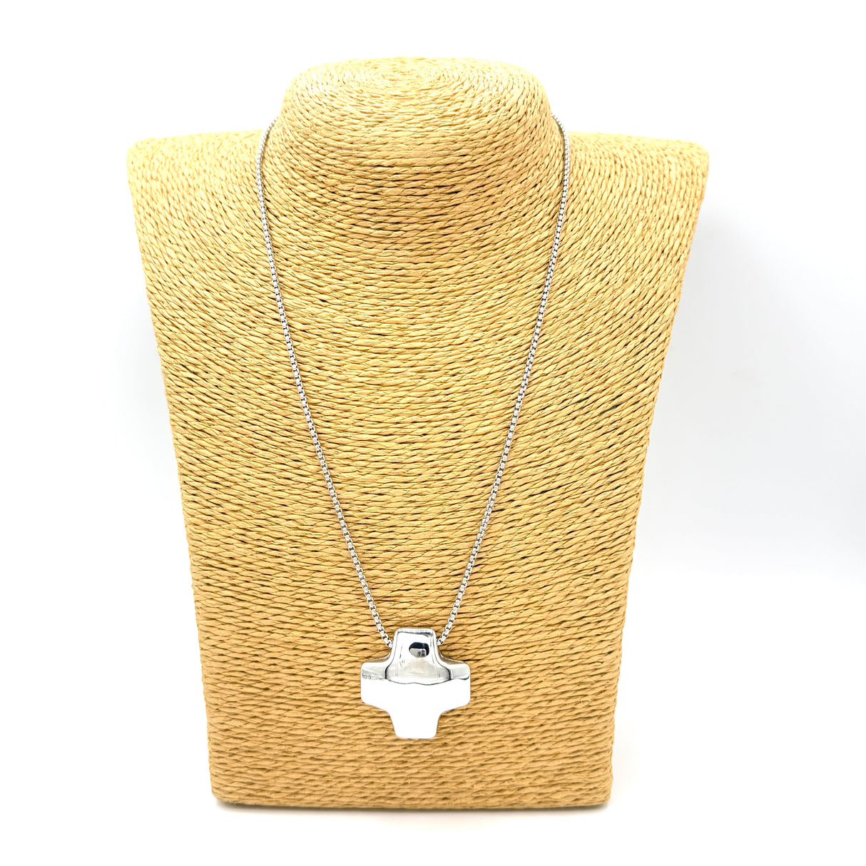 Collana Croce bombata acciaio inossidabile