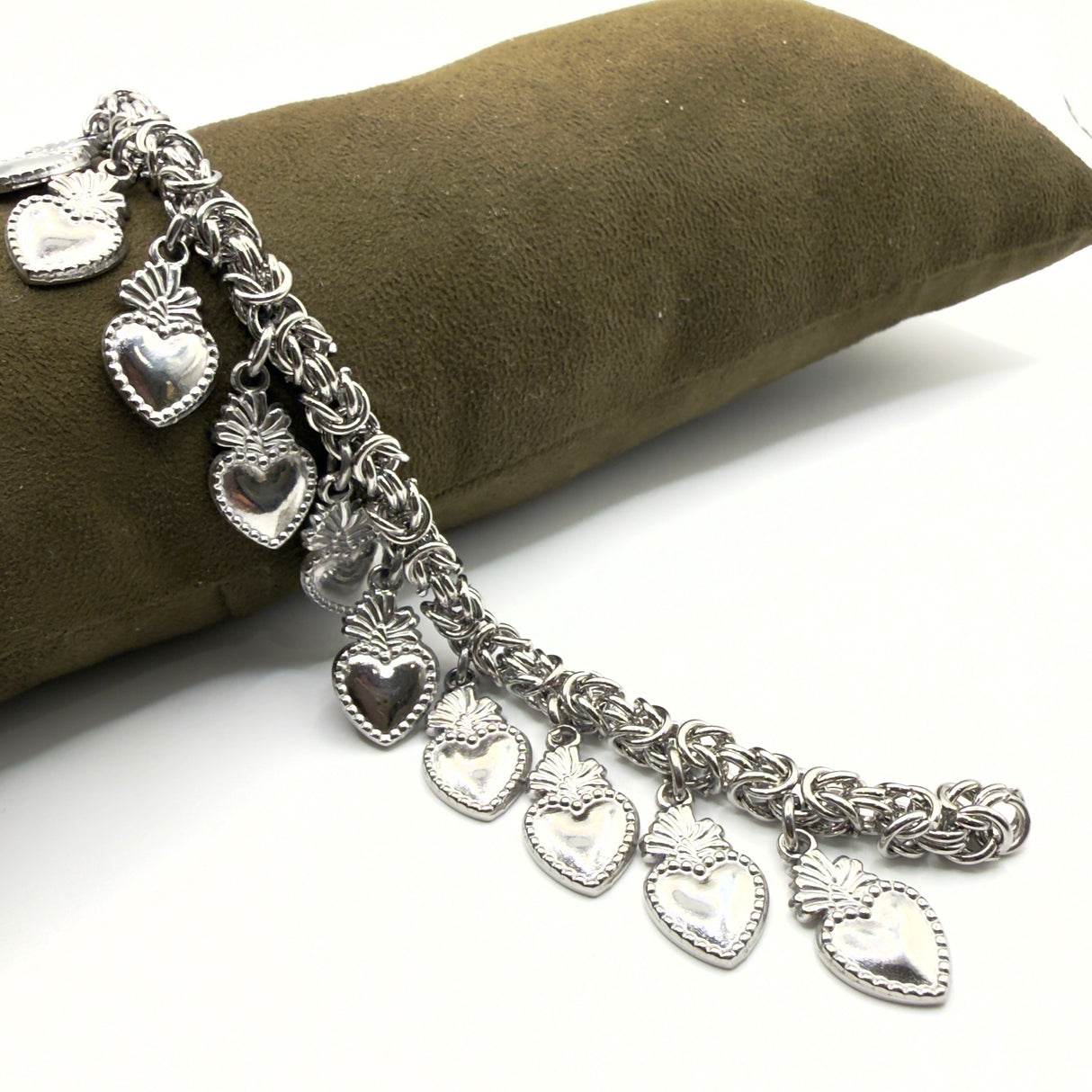 Bracciale Bizantina Cuori Sacri acciaio inossidabile pervinca