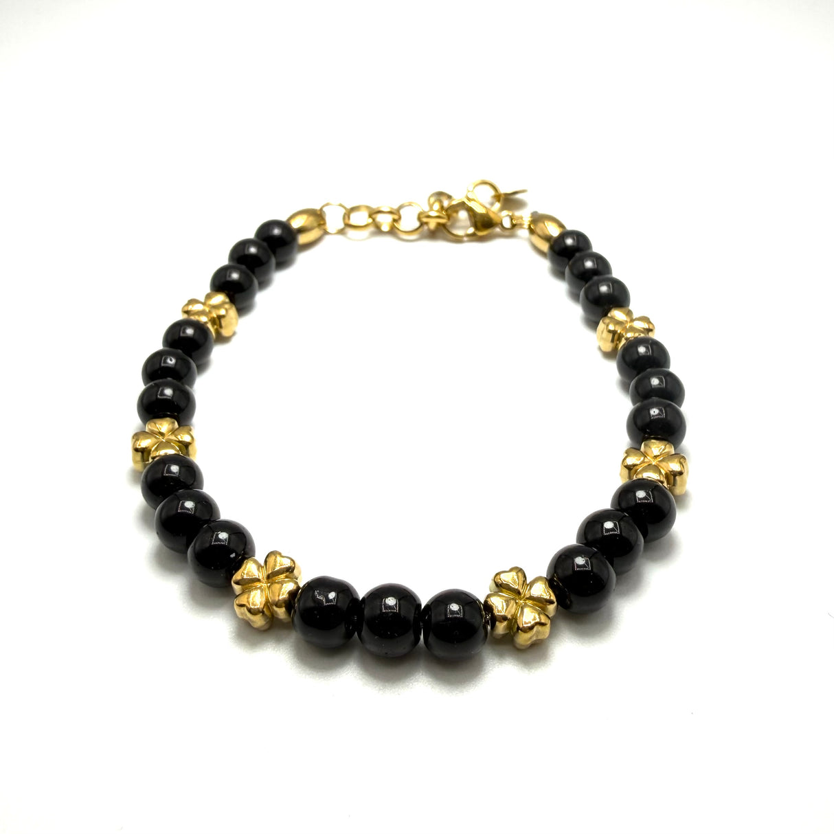 Bracciale pietre e pepite Quadrifoglio in Acciaio inossidabile