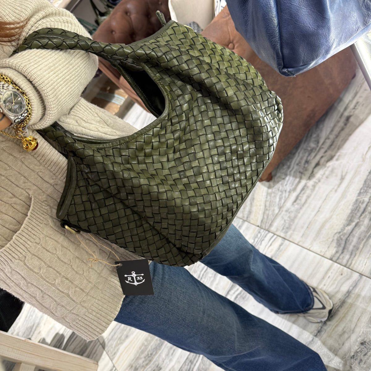 Borsa Intreccio Anita Verde Militare