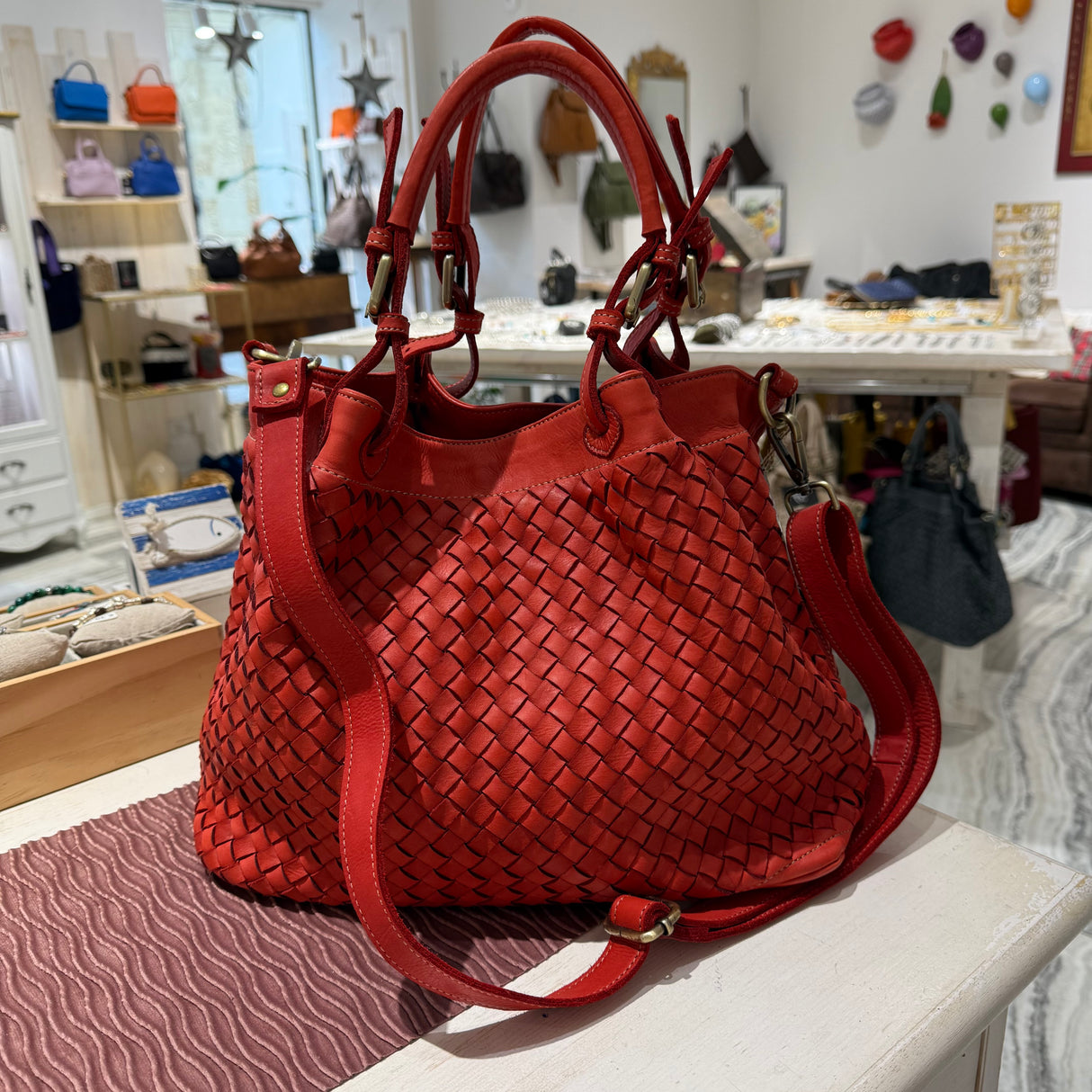 Borsa Intreccio Small Rossa
