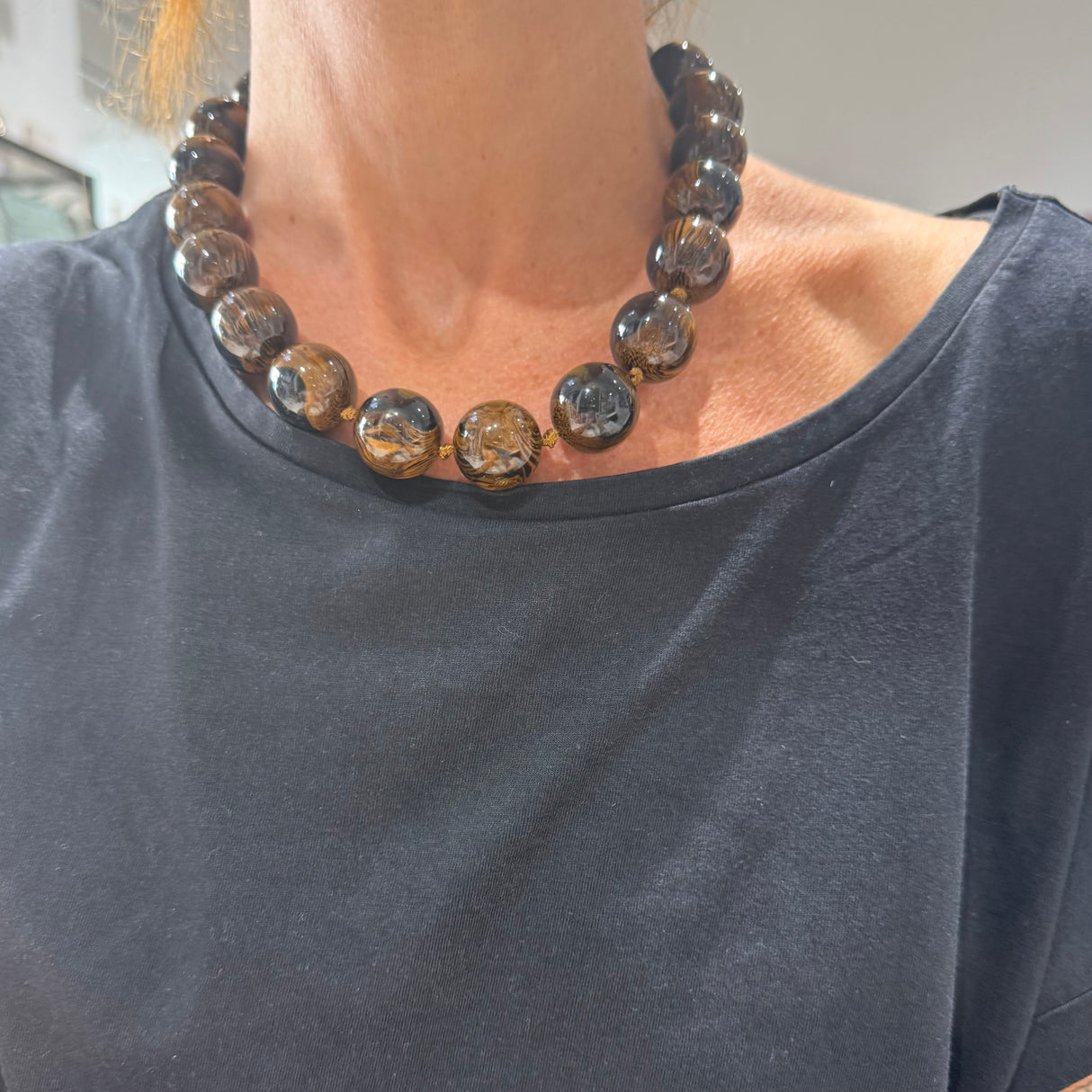 Collana sfere in Resina Occhio di Tigre 2