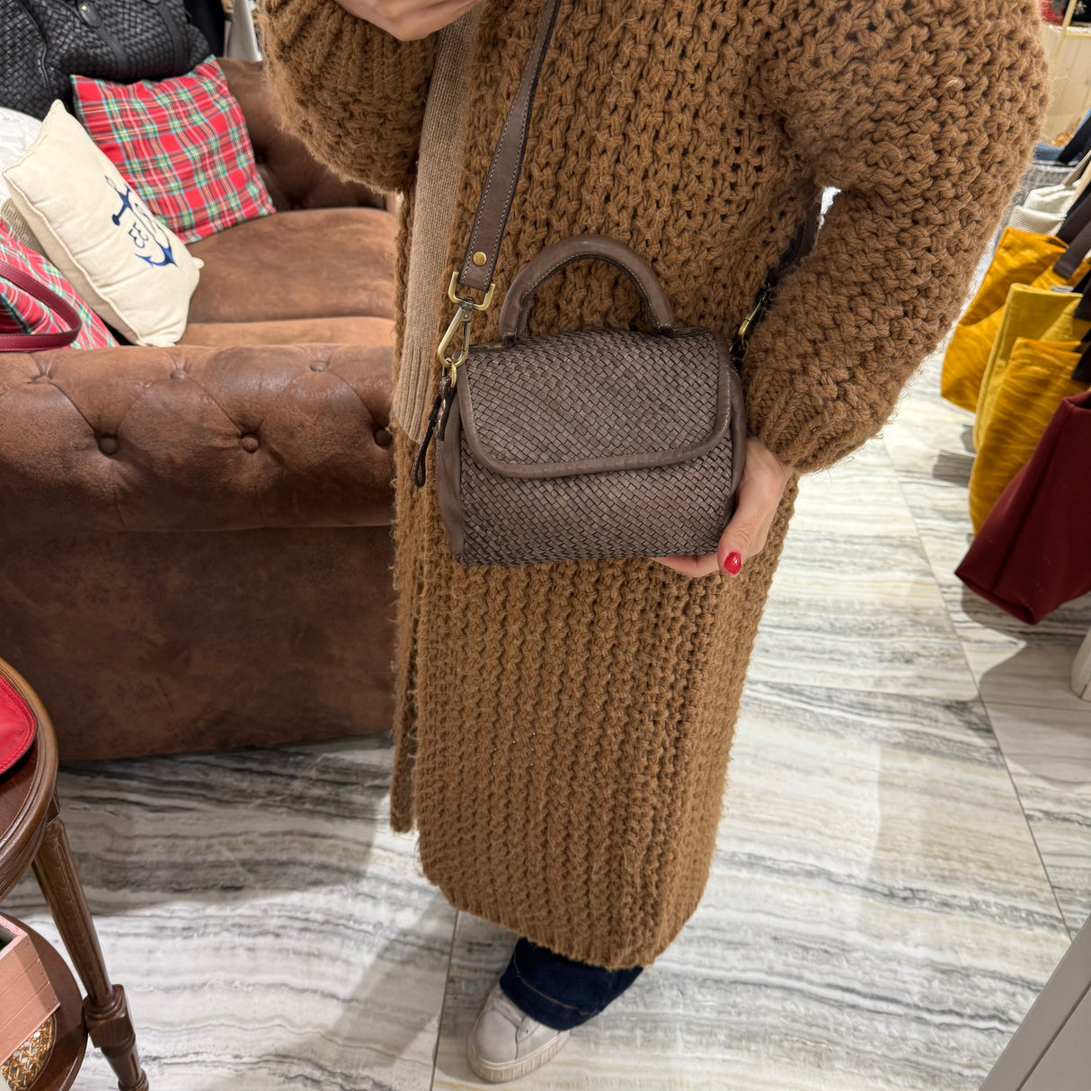 Borsa PIMMA intrecciata Taupe
