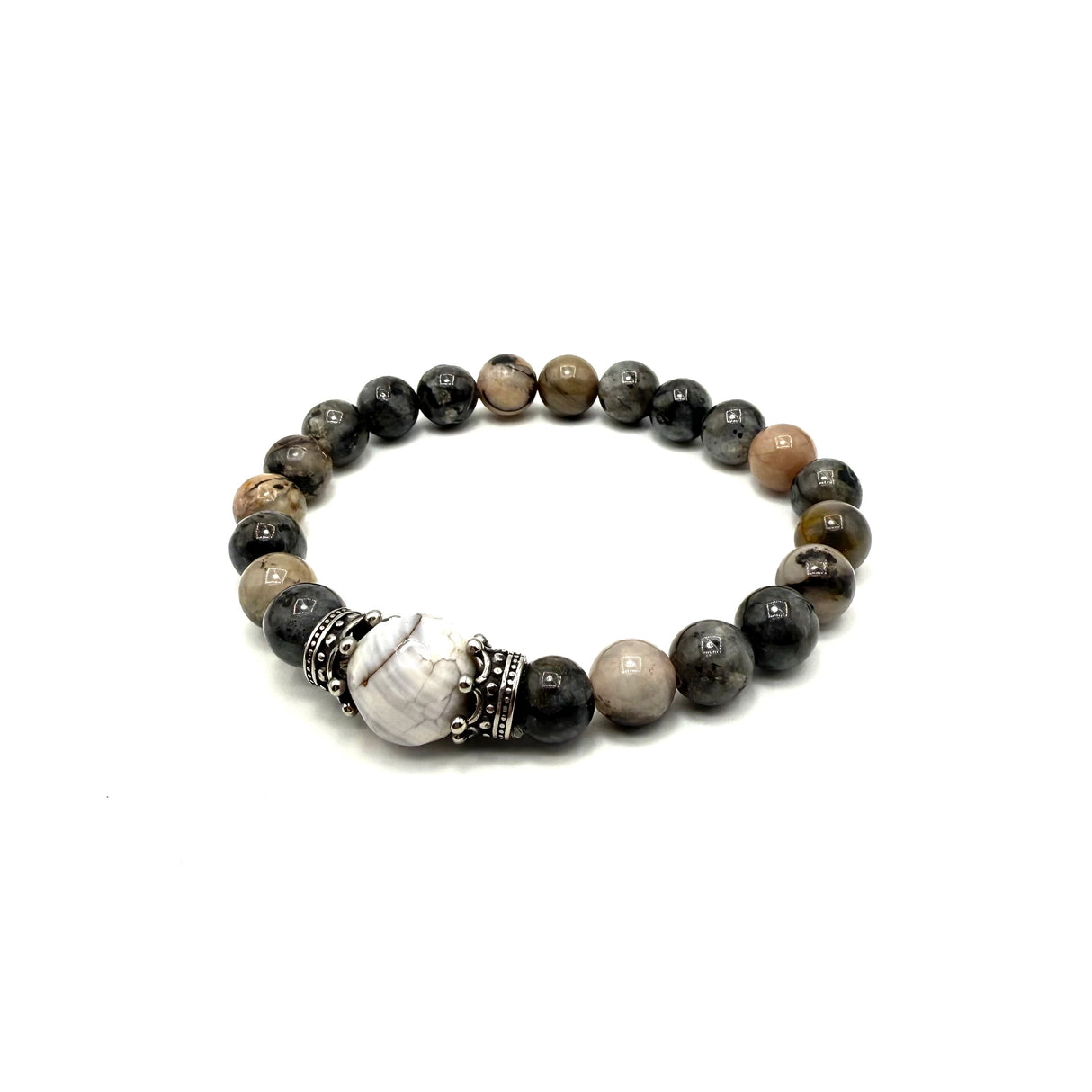 Bracciale Pietre Tormalina grigia e Corone