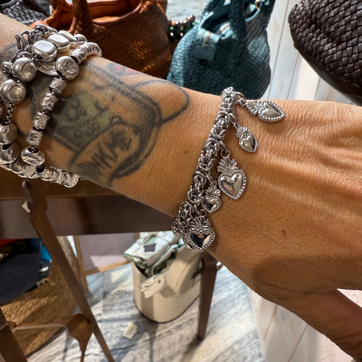 Bracciale Bizantina Cuori Sacri acciaio inossidabile