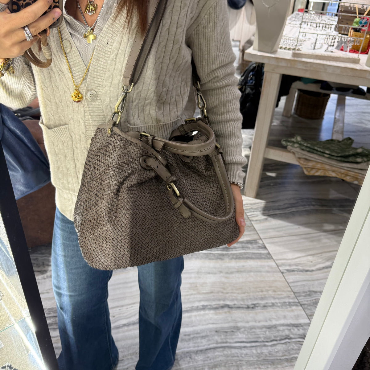 Borsa Rachele pelle Taupe
