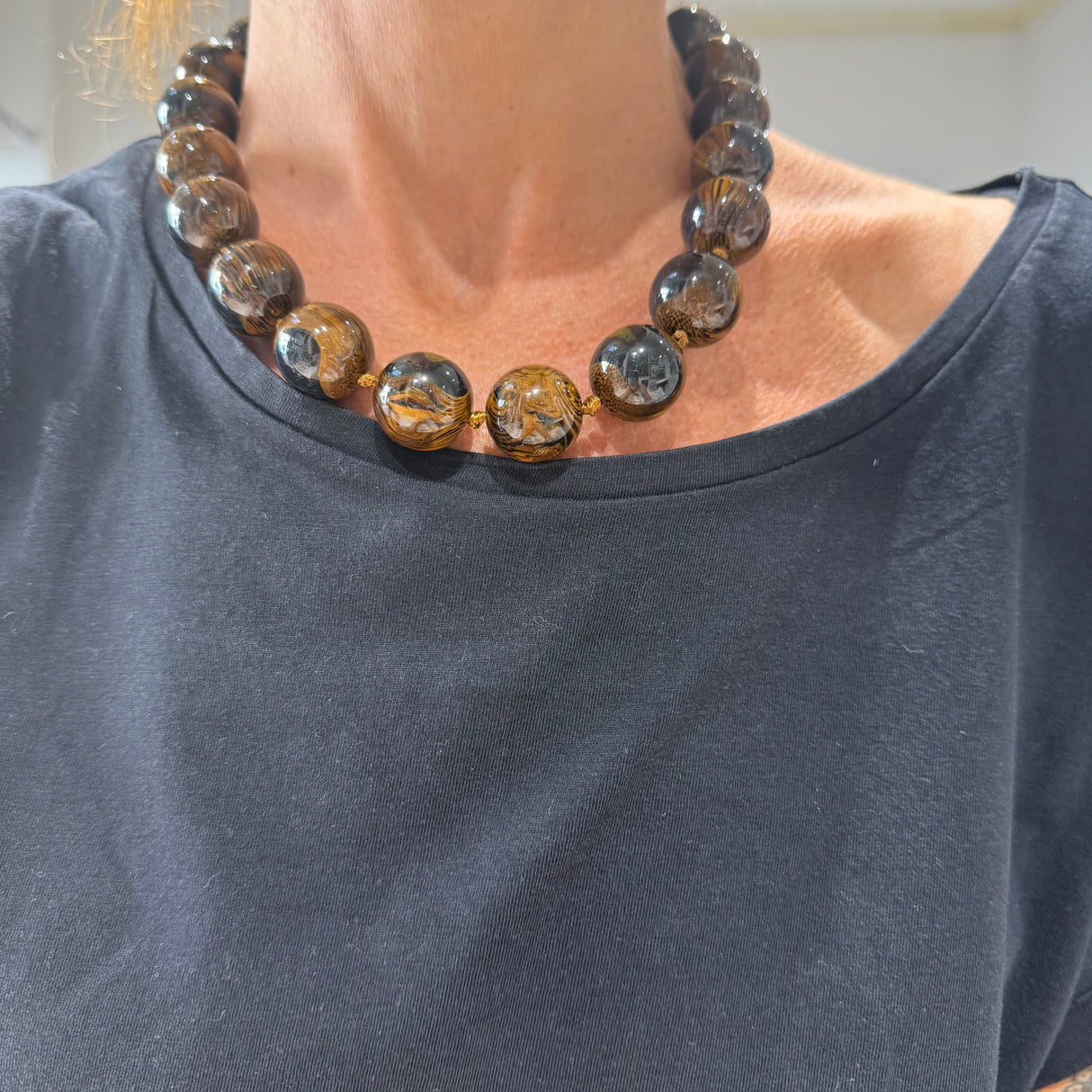 Collana sfere in Resina Occhio di Tigre 2