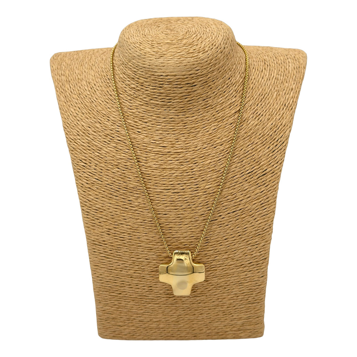 Collana Croce bombata acciaio inossidabile gold