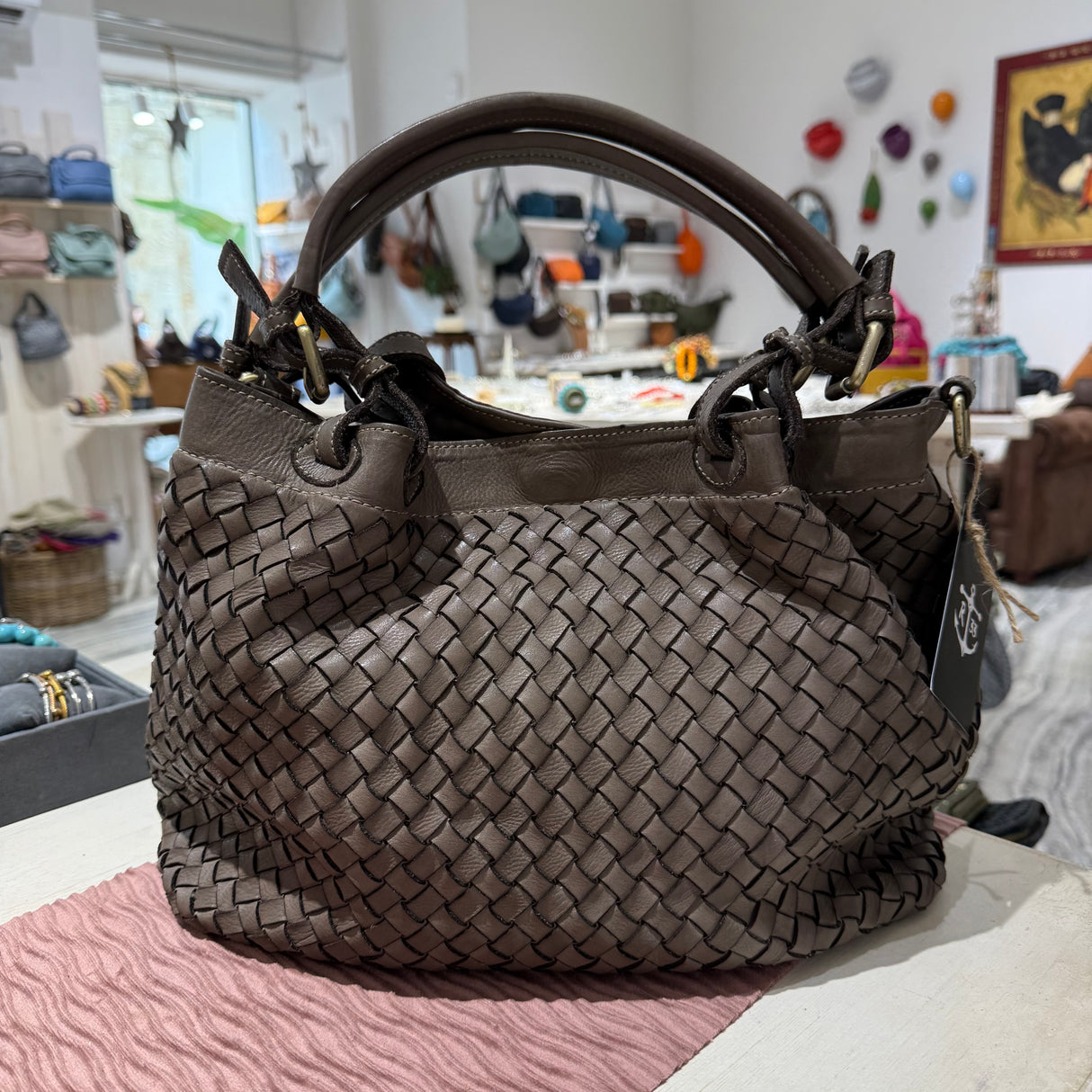 Borsa Intreccio Small Taupe