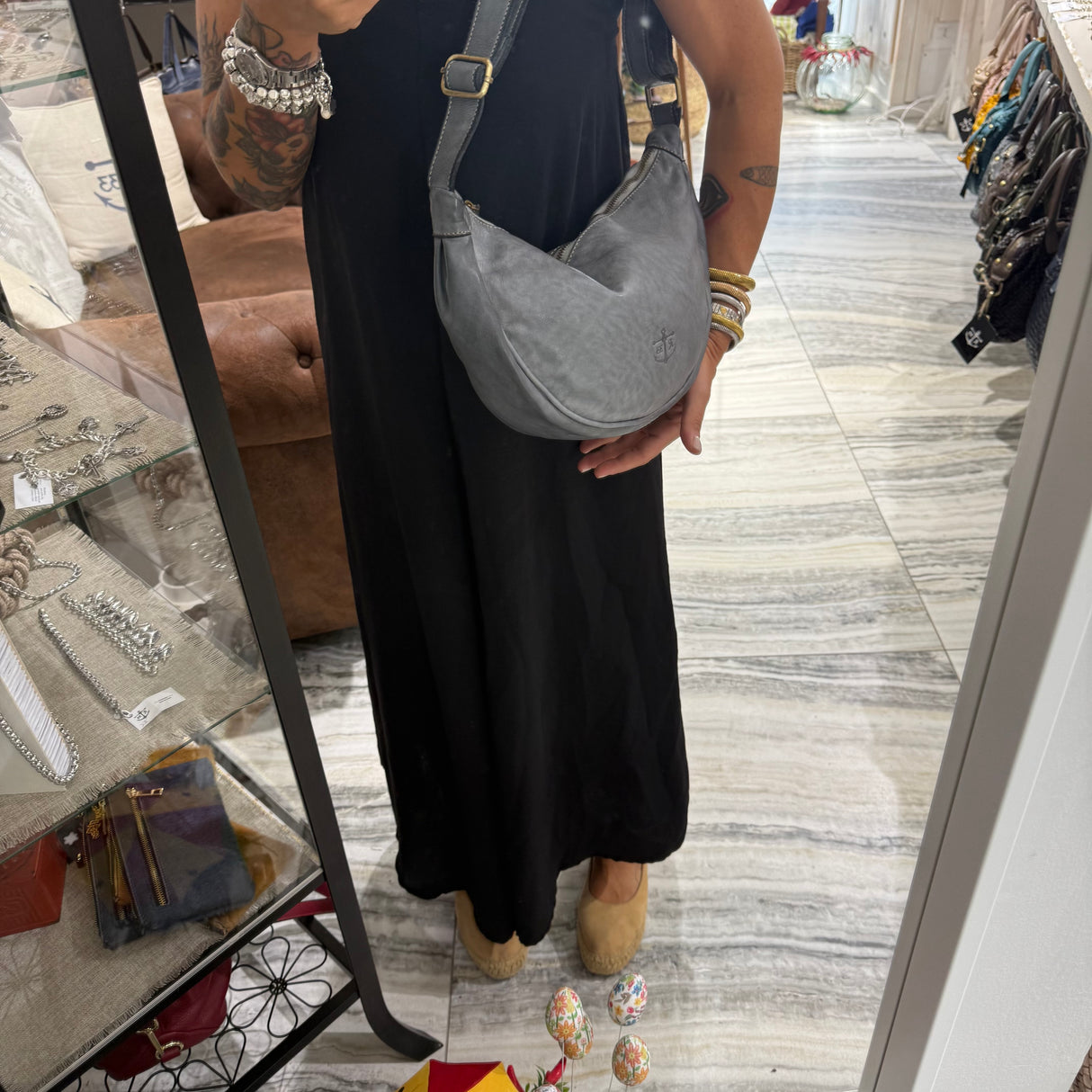 Borsa Marsupio Mezzaluna Grigia