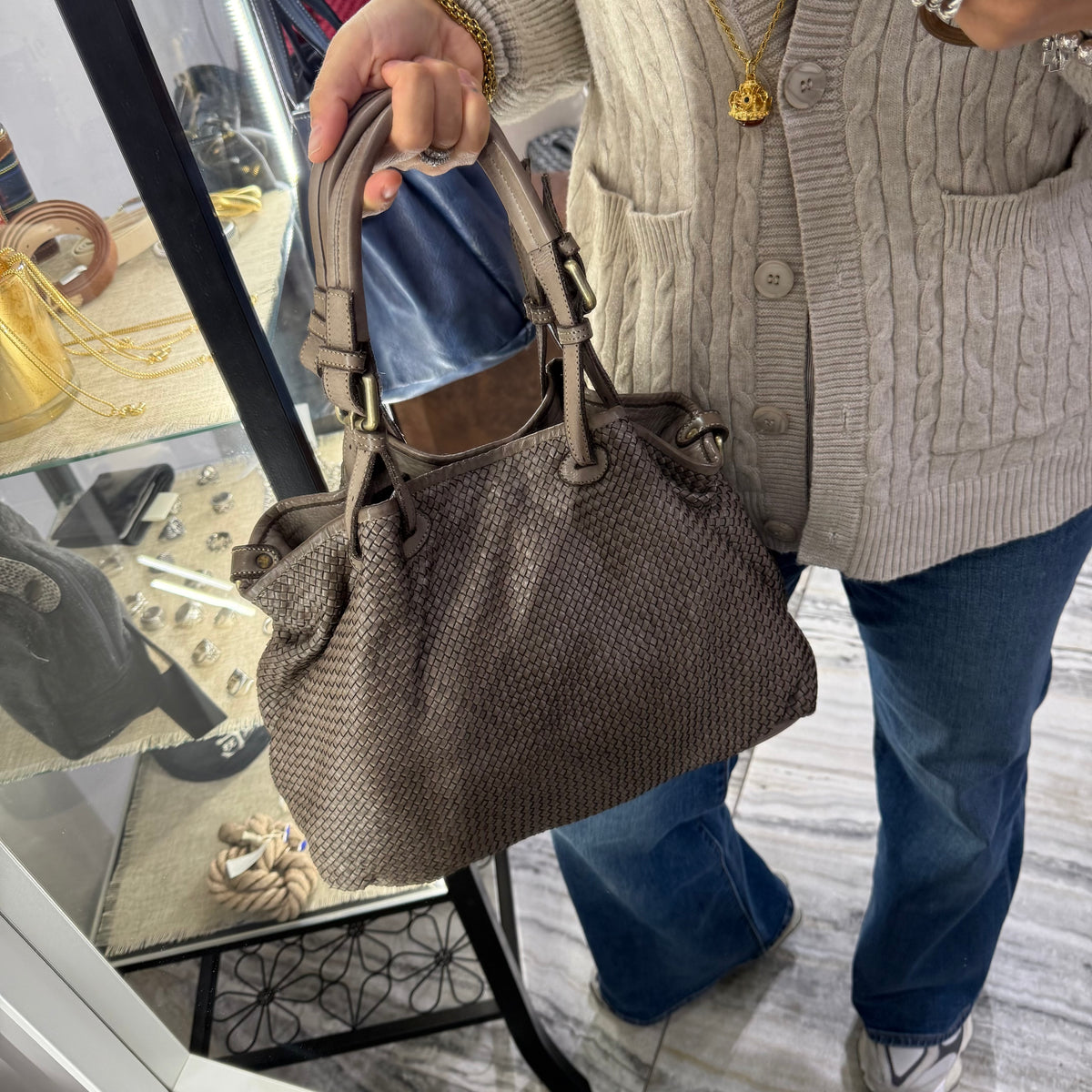 Borsa Rachele pelle Taupe