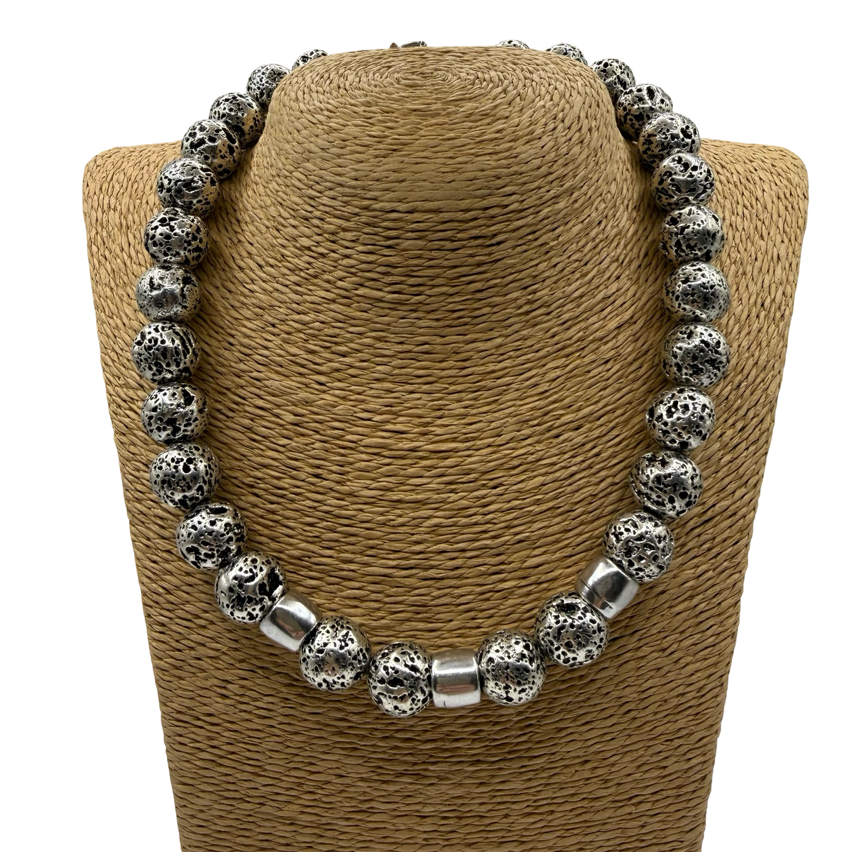 Collana Pietra Lavica argentata