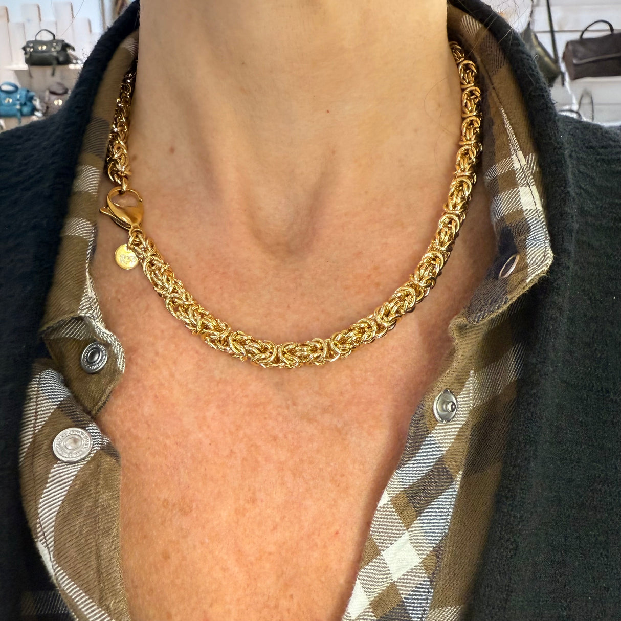 Collana Bizantina Dorata Acciaio Inossidabile