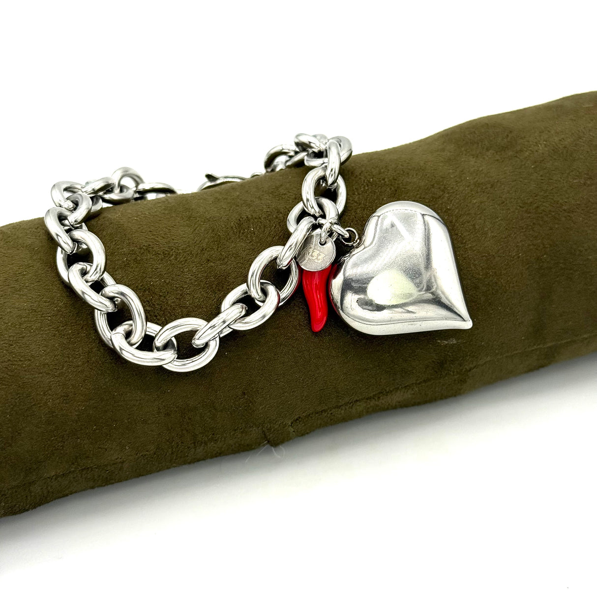 Bracciale maglia rolò e Cuore Acciaio Big