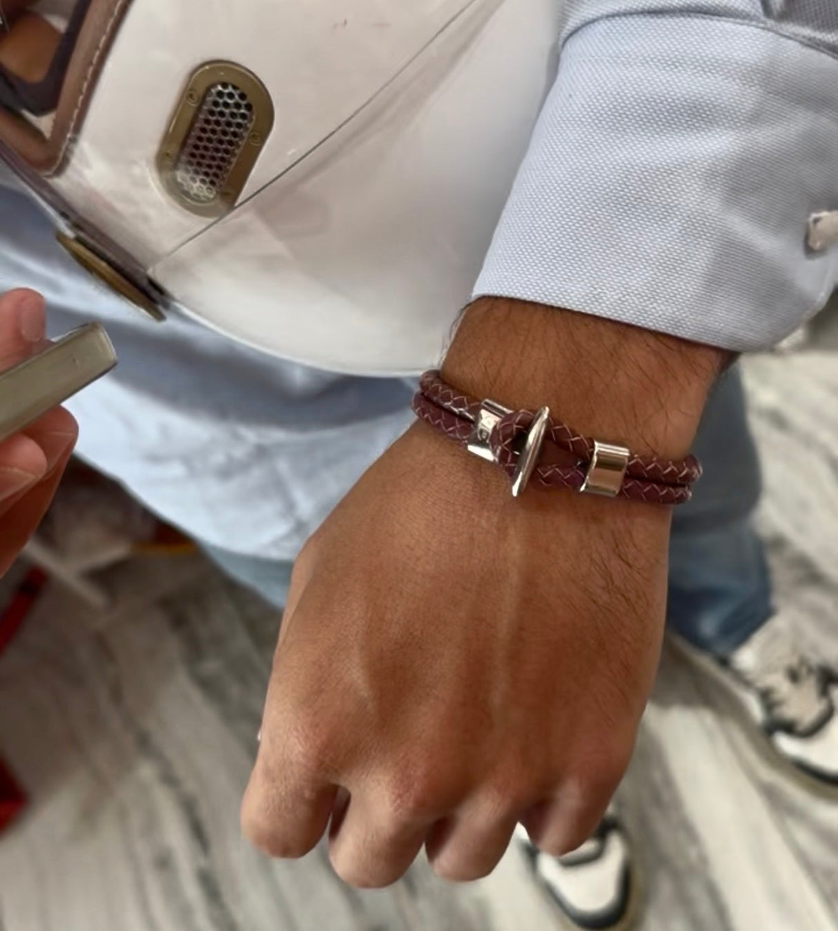 Bracciale Bitta in pelle Borgogna