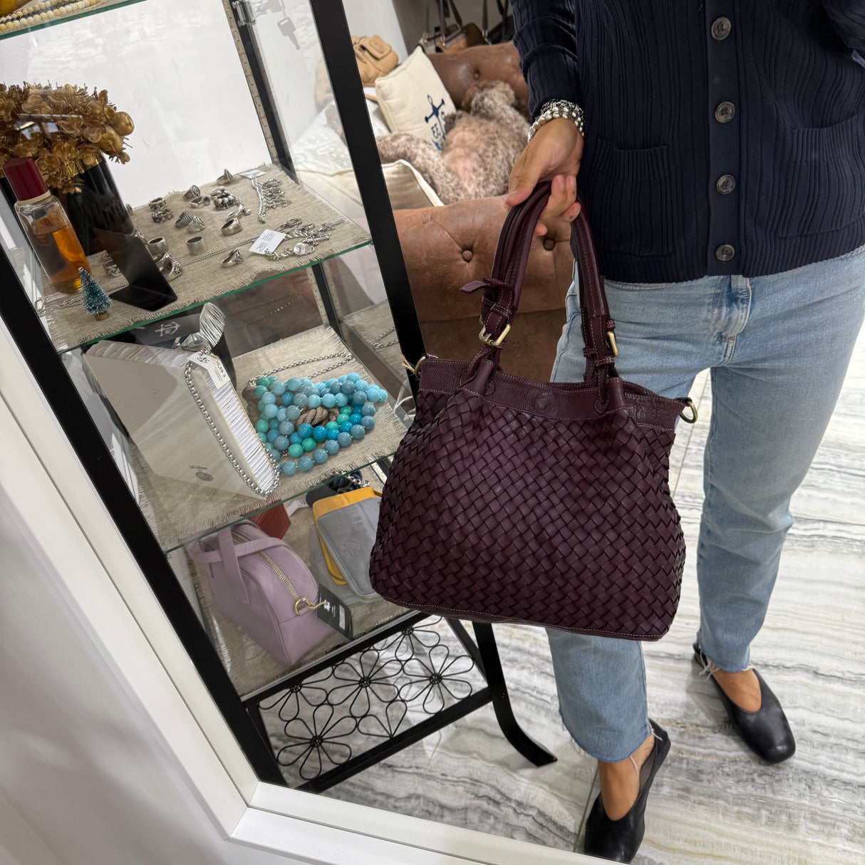 Borsa Intreccio Small Borgogna