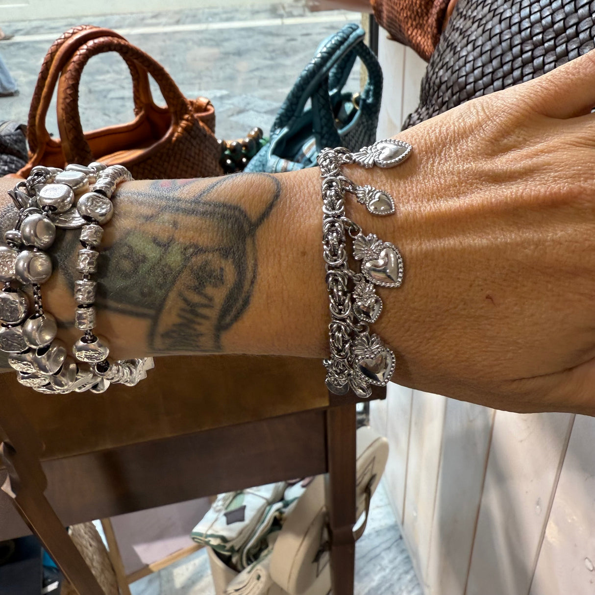 Bracciale Bizantina Cuori Sacri acciaio inossidabile