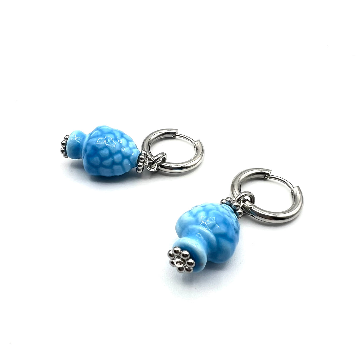 Orecchini Pigna Ceramica celeste