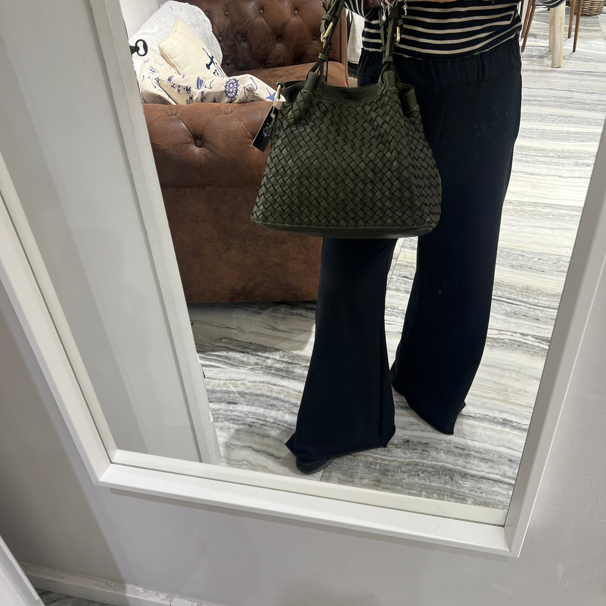 Borsa Intreccio Small Verde militare