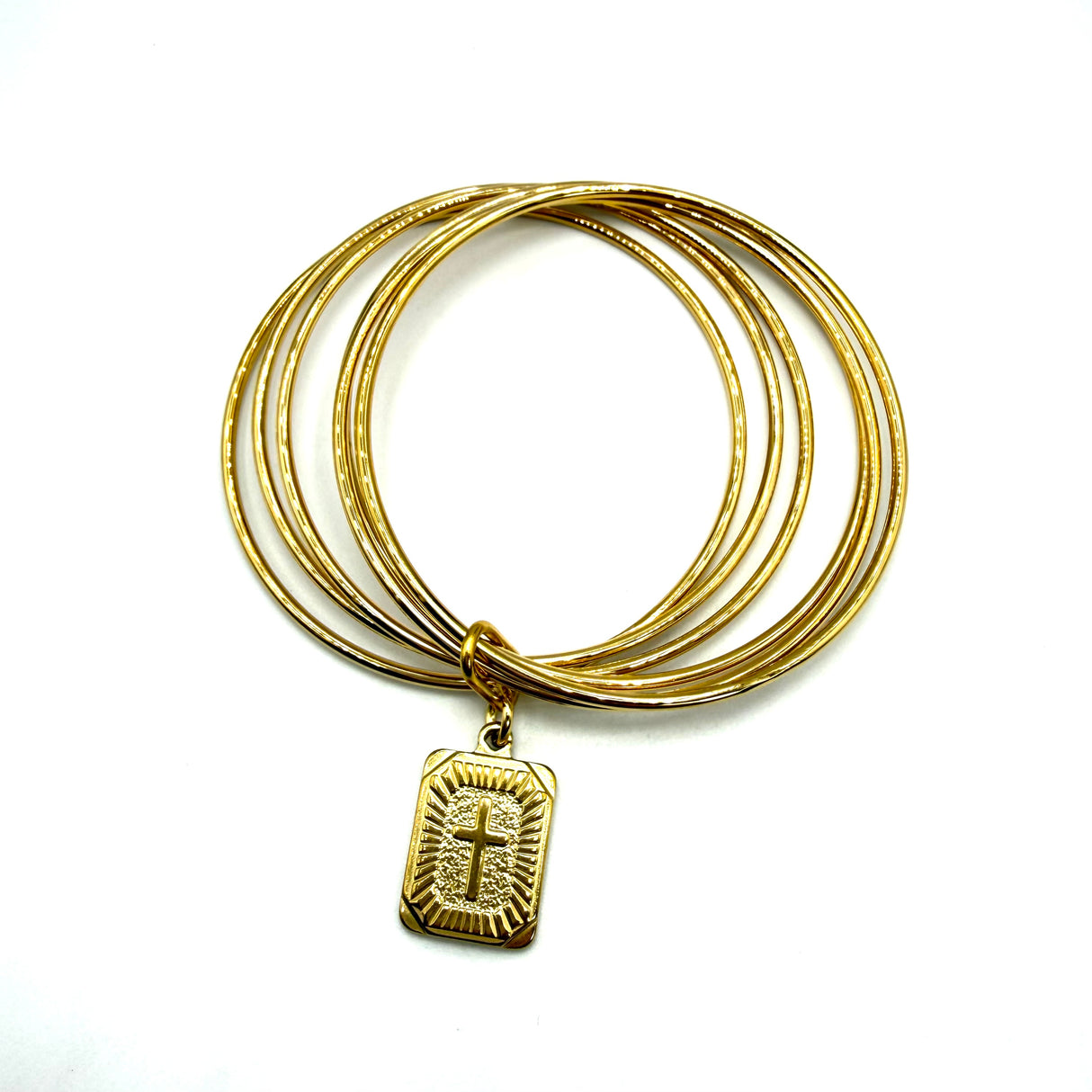 Bracciale rigido 6 fili con medaglia Croce