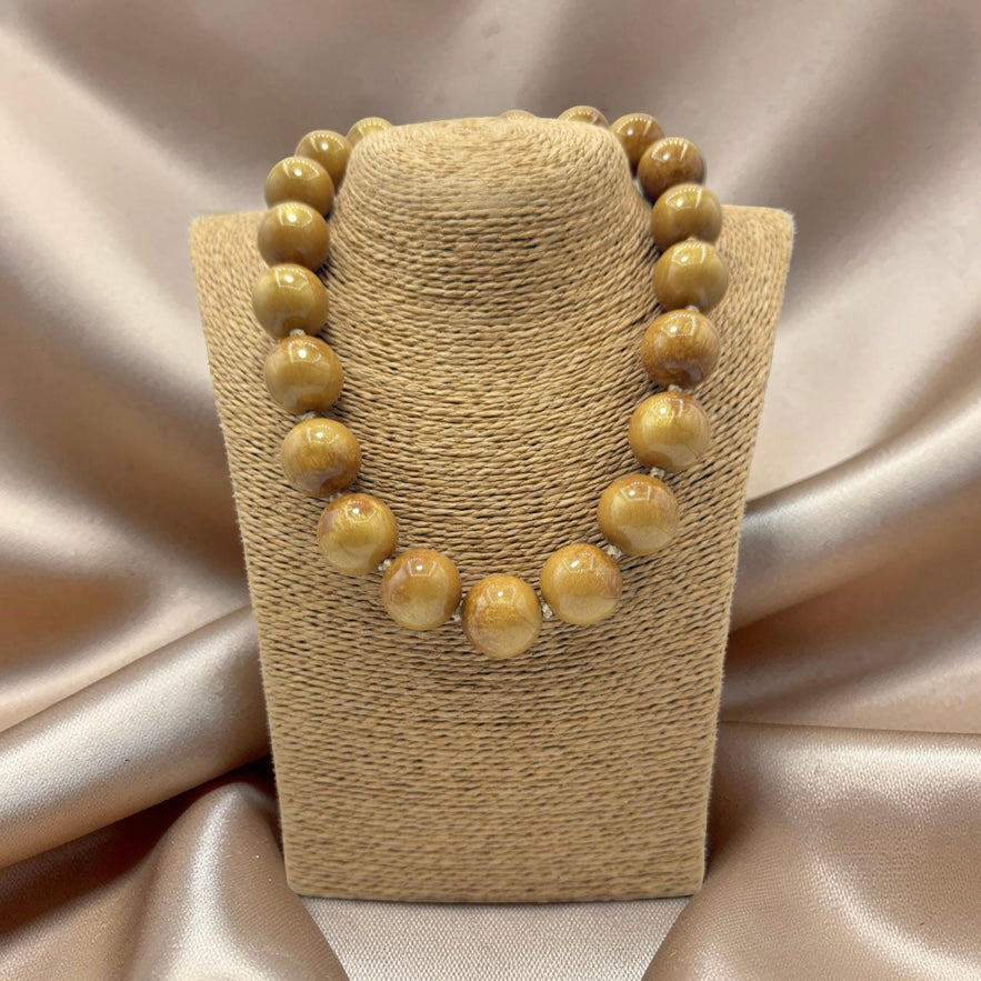 Collana sfere in Resina Occhio di Tigre dorato