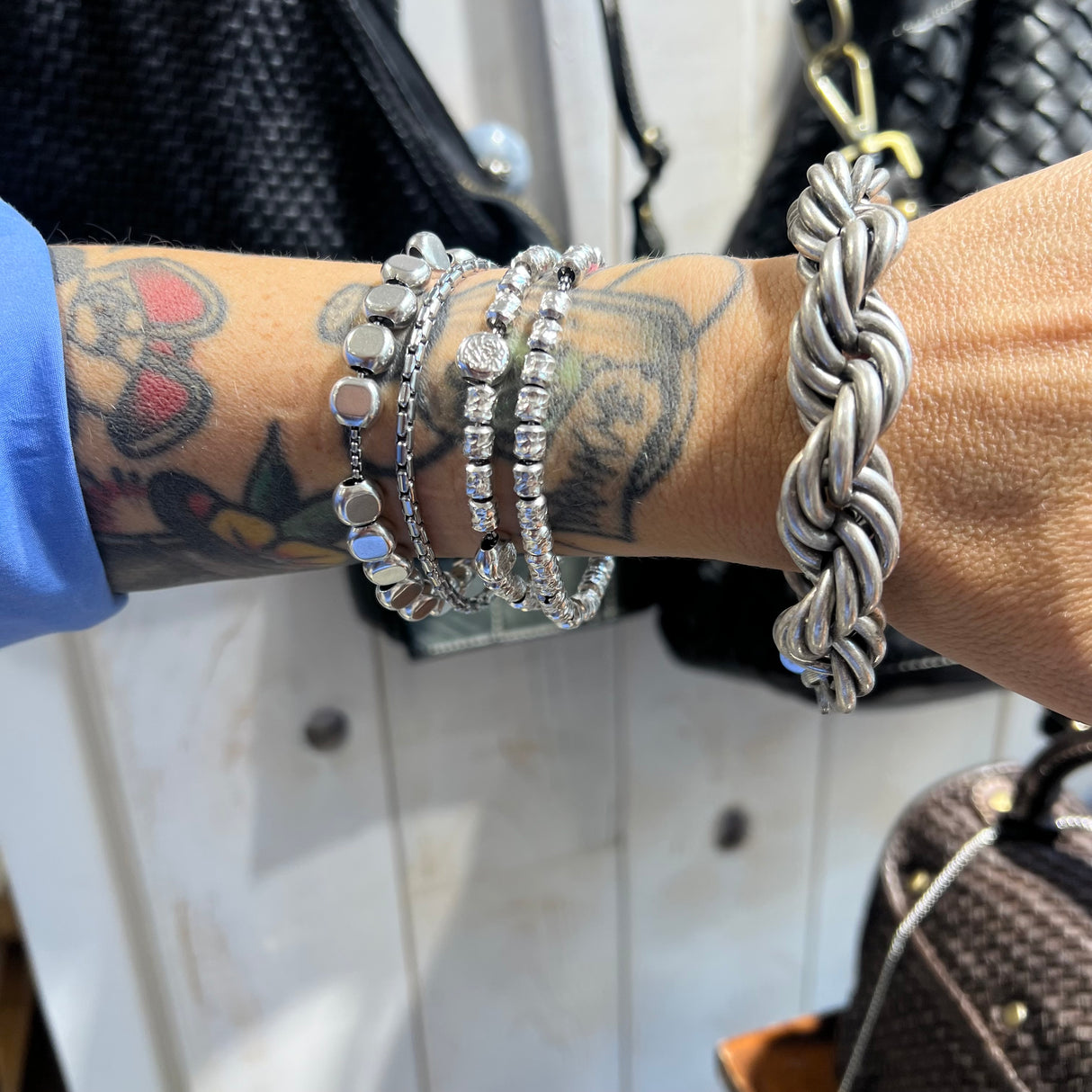 Bracciale Torcione Ottone Argento Antico