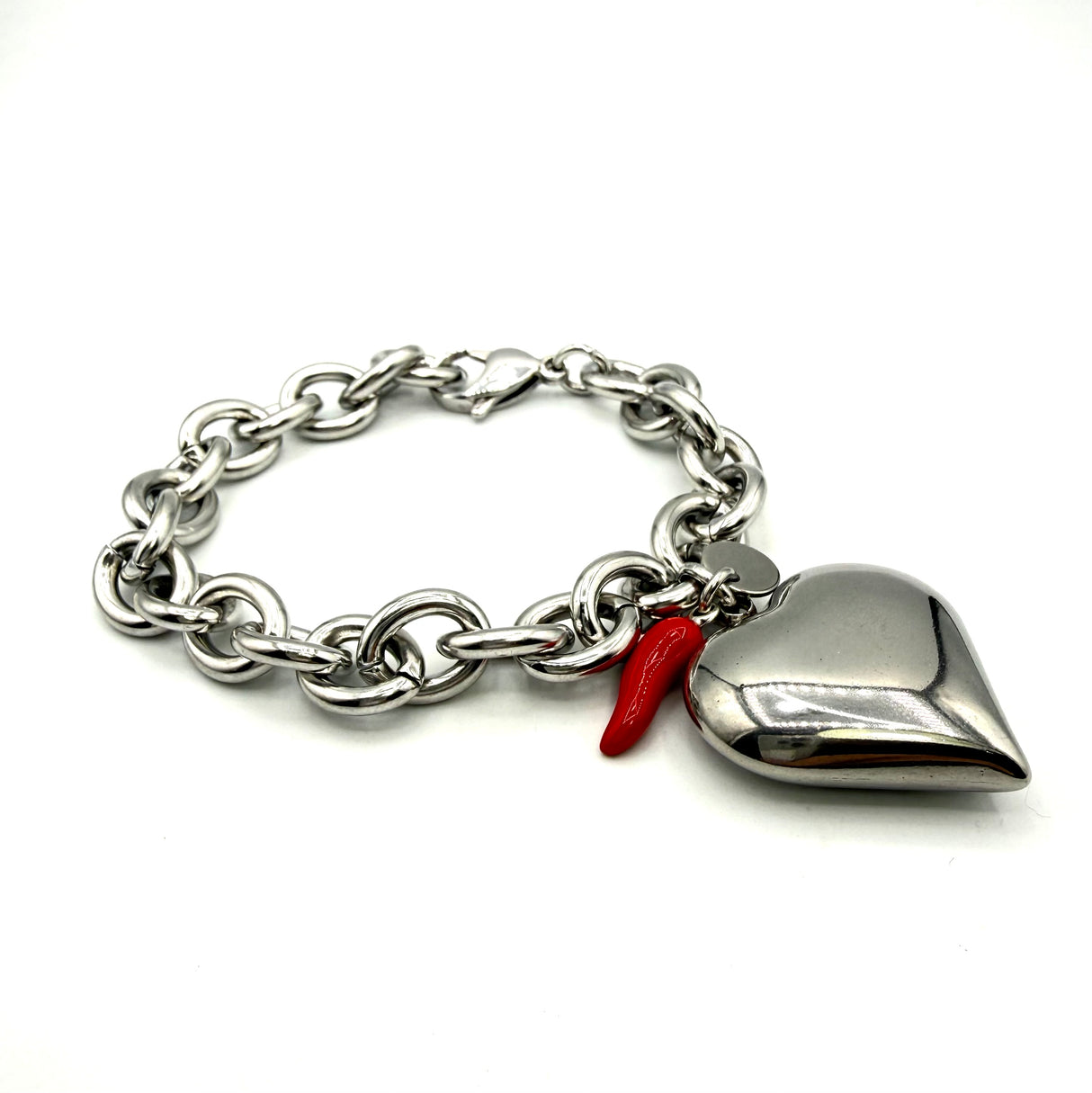 Bracciale maglia rolò e Cuore Acciaio Big