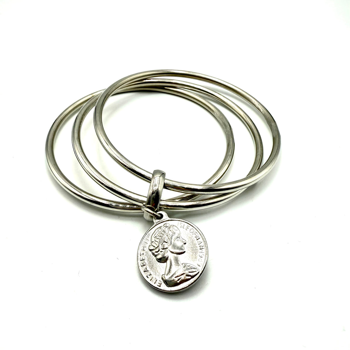 Bracciale rigido 3 fili con moneta