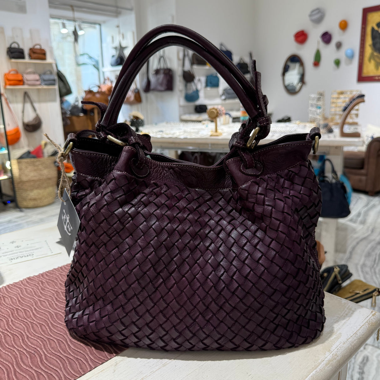 Borsa Intreccio Small Borgogna