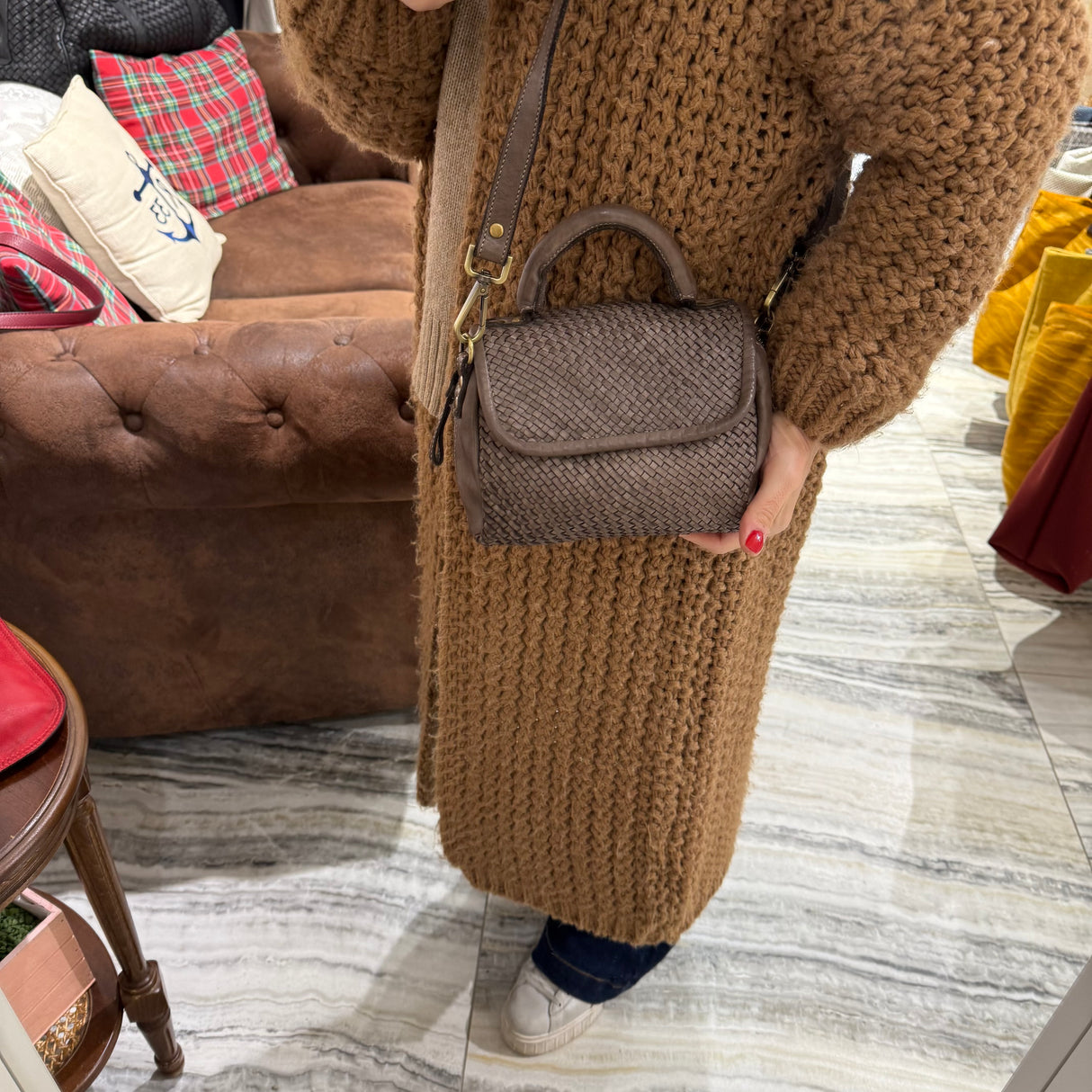 Borsa PIMMA intrecciata Taupe