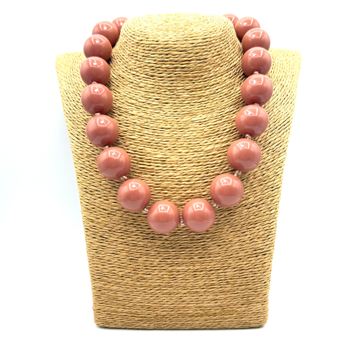 Collana sfere in Resina Rosa antico