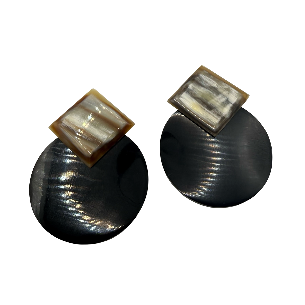 Orecchini geometrici 2 in Corno e Argento925