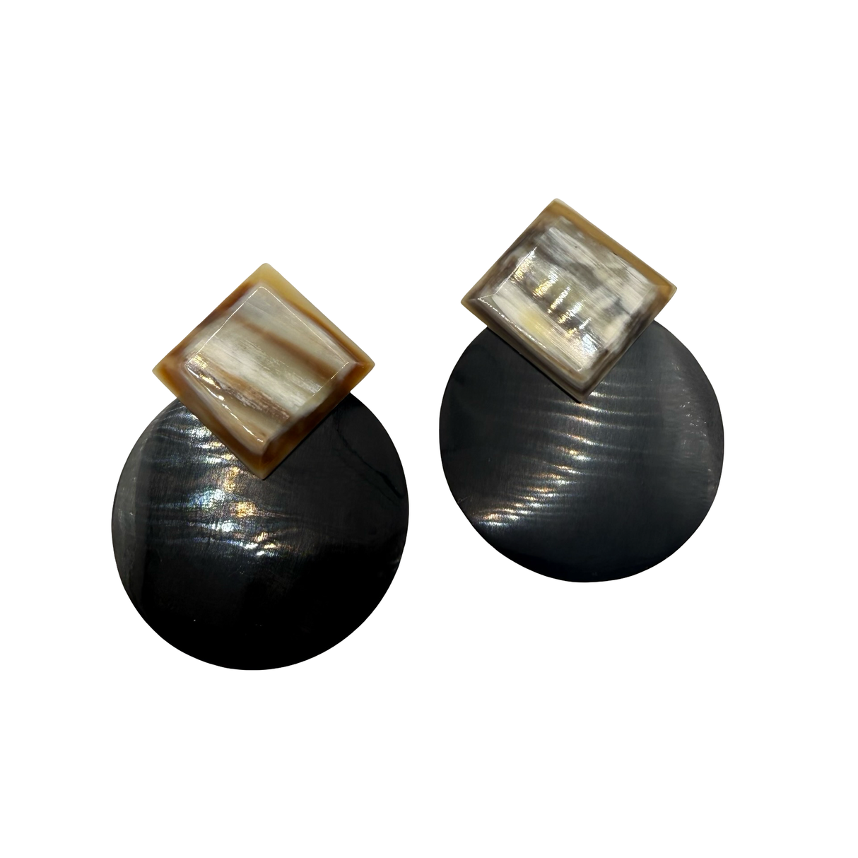 Orecchini geometrici 2 in Corno e Argento925