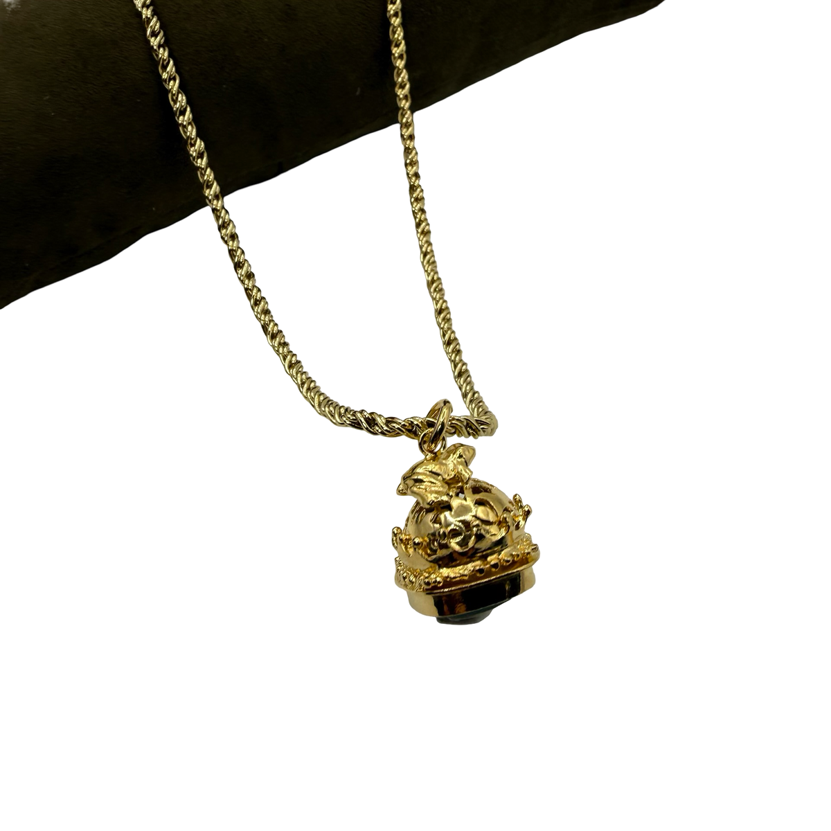 Collana Lanterna 6 Campana Giada Verde Smeraldo e Rana