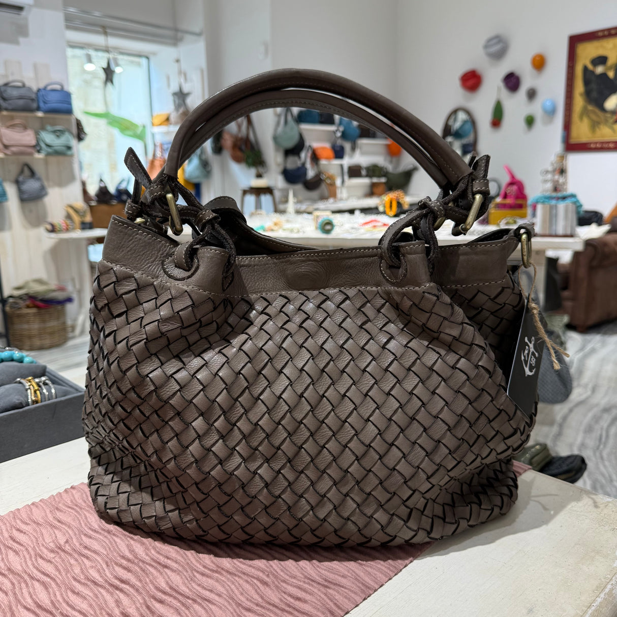 Borsa Intreccio Small Taupe