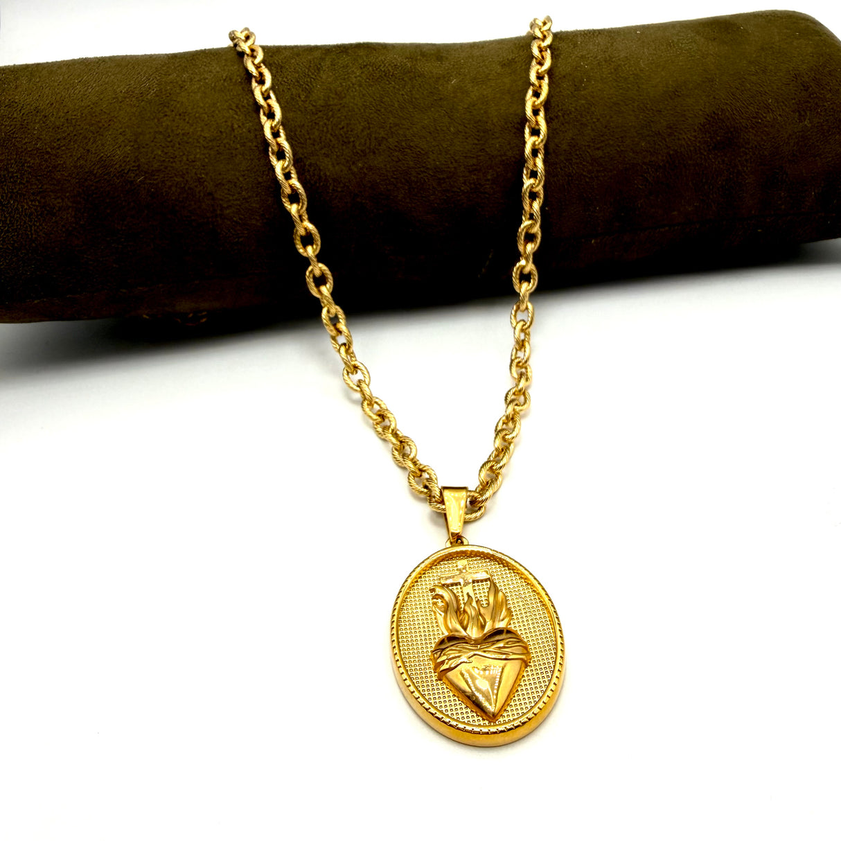 Collana Medaglia Ex voto dorato acciaio inossidabile