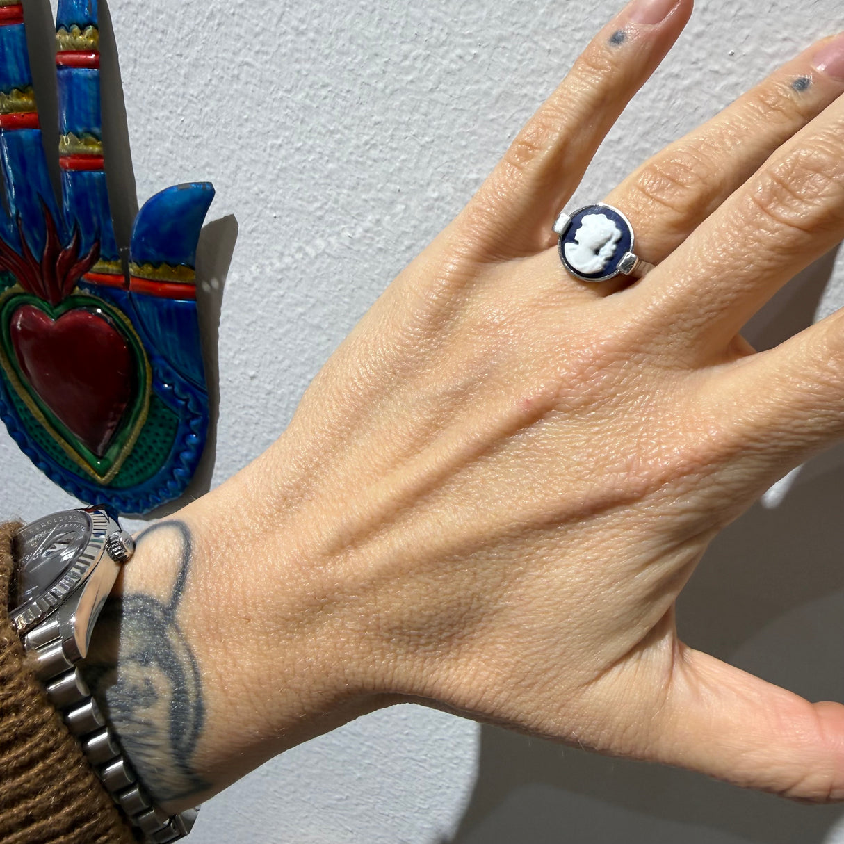 Anello Cammeo Blu Slim 2 Argento925