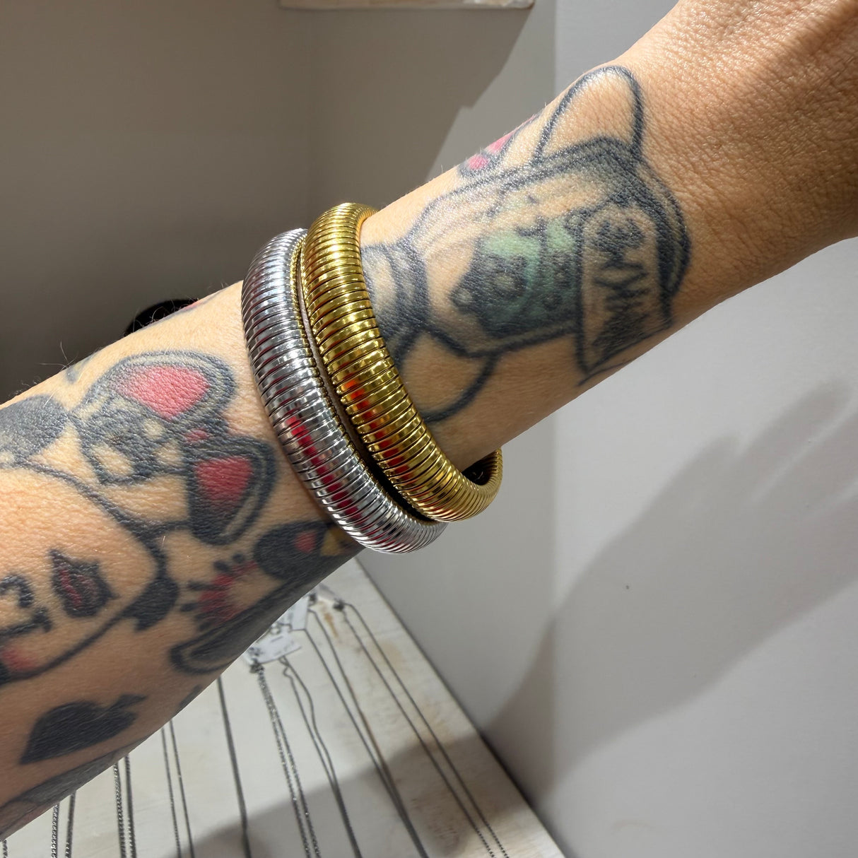 Bracciale Tubogas acciaio Dorato 1.2 cm