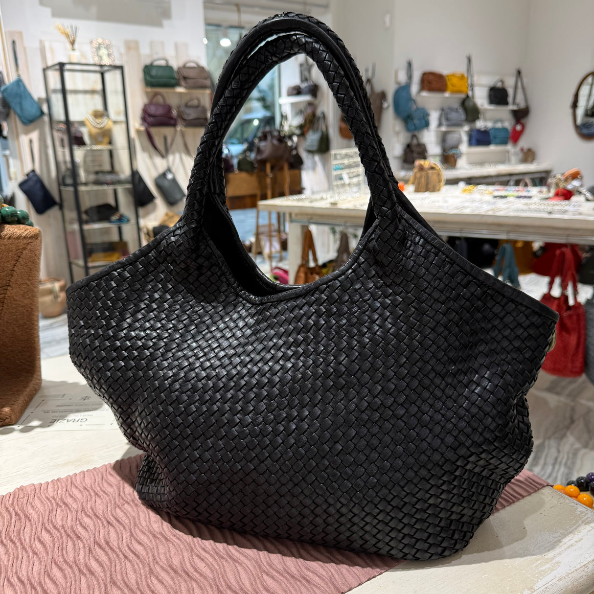 Borsa Shopper Harry intrecciata Black