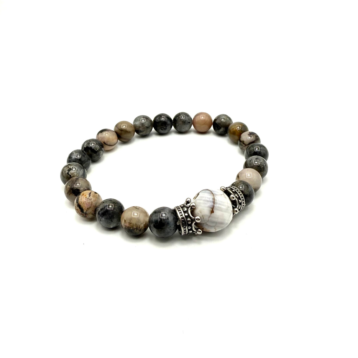 Bracciale Pietre Tormalina grigia e Corone