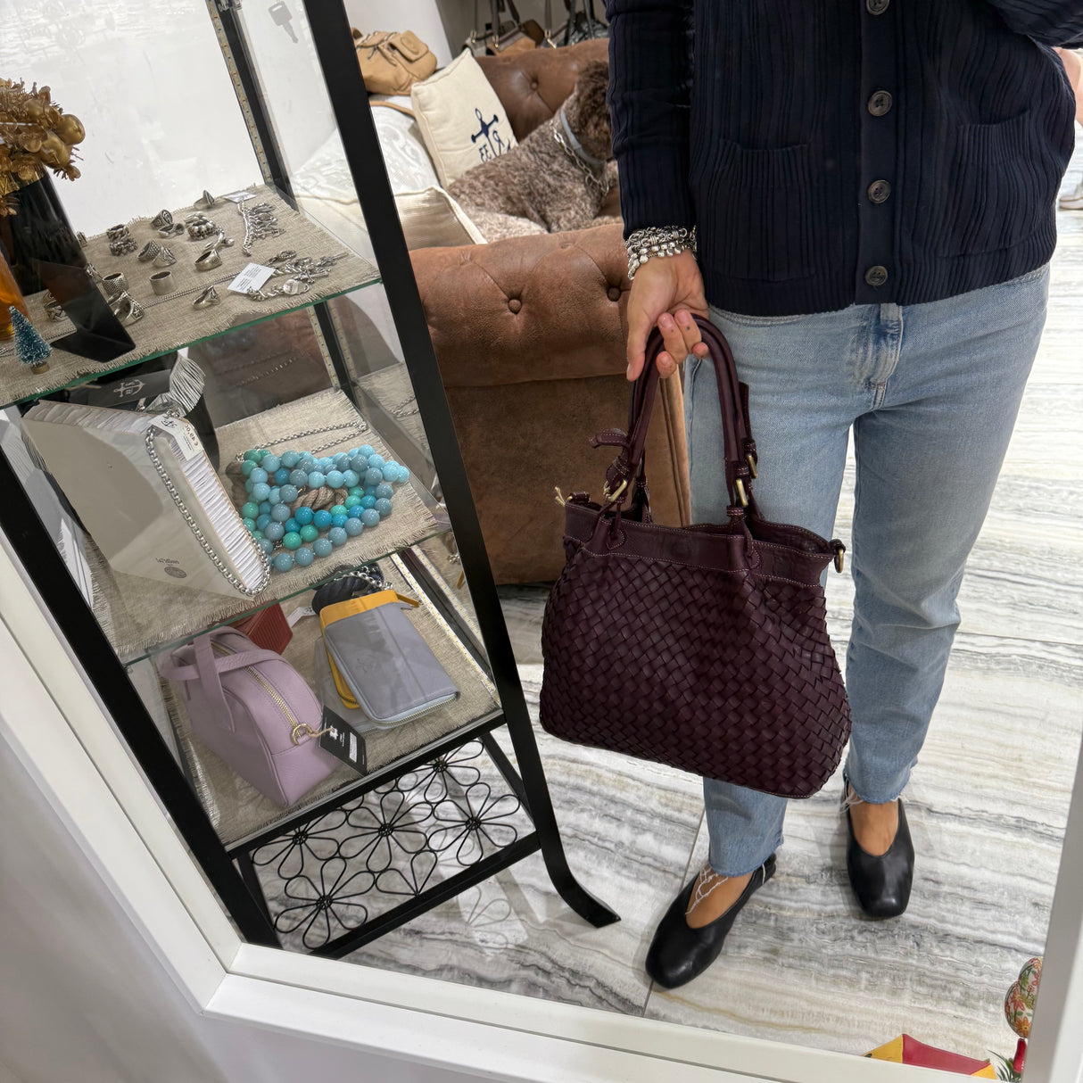 Borsa Intreccio Small Borgogna