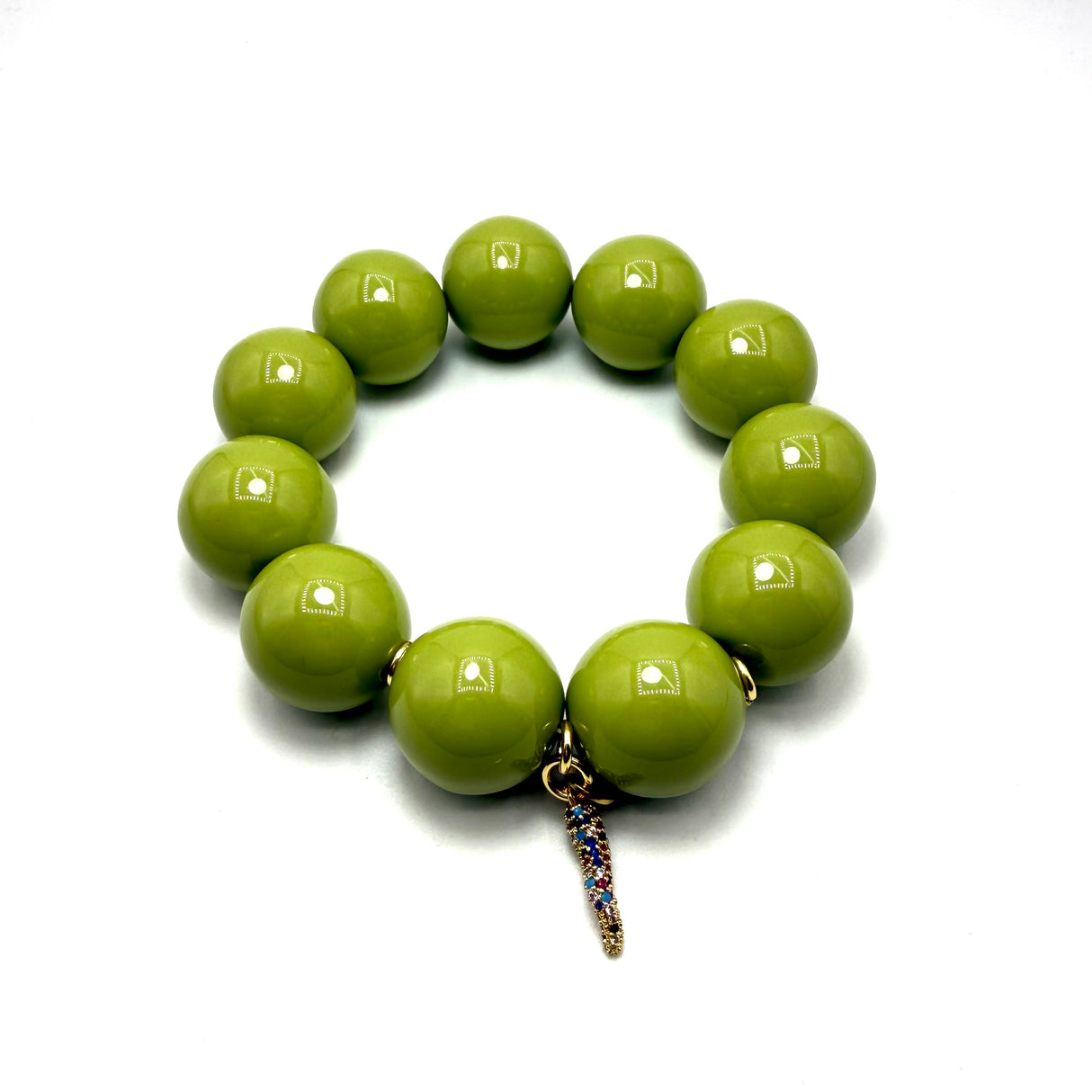 Bracciale resina Verde Acido con charms Corno Multicolor