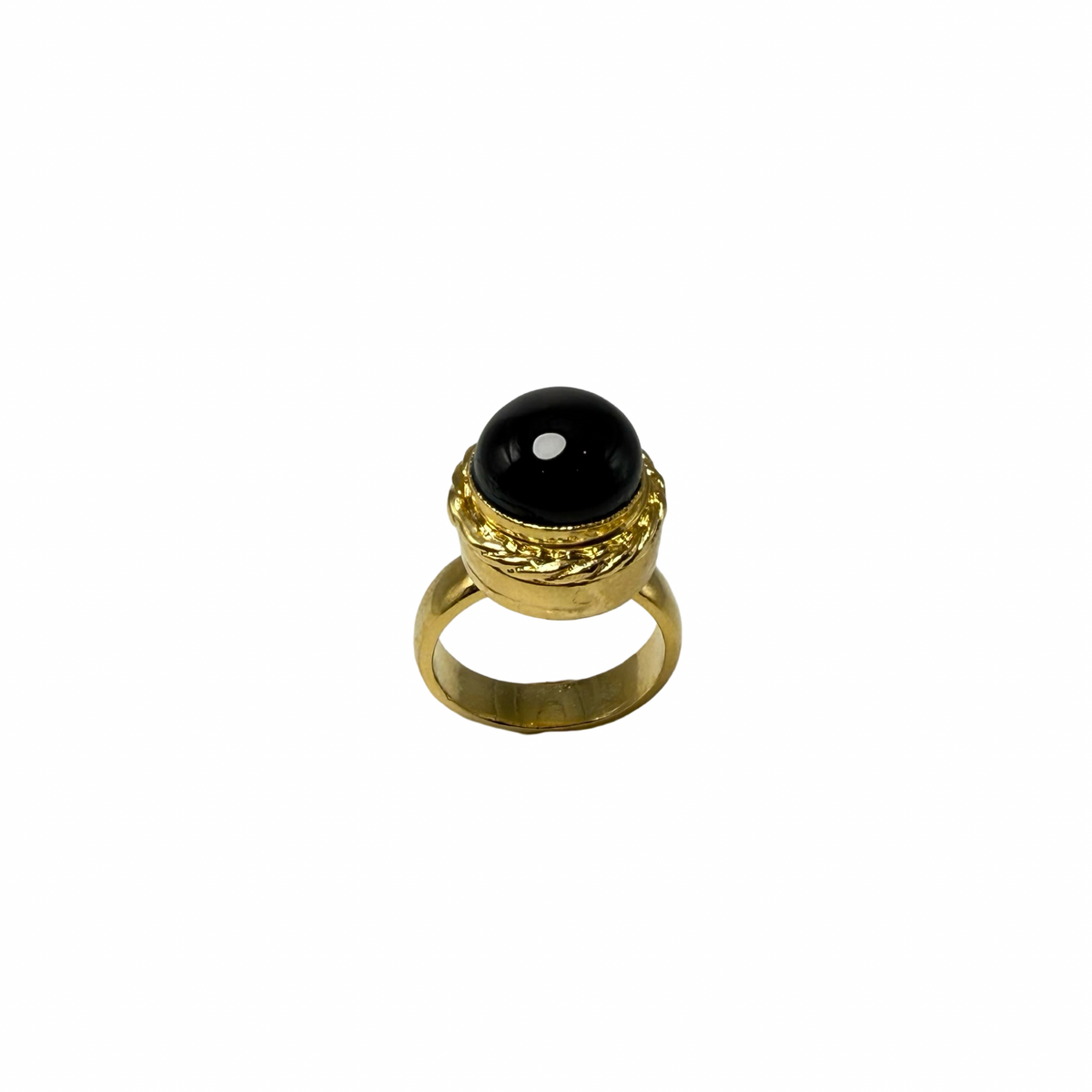 Anello rotondo Etrusco Cabochon Ottone e Onice