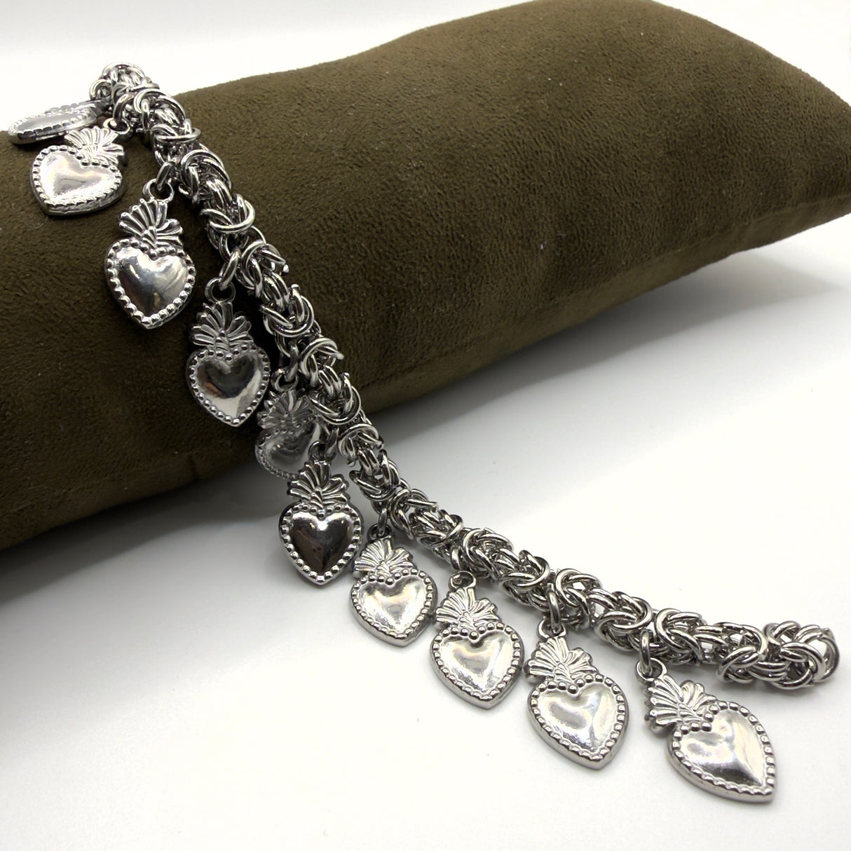 Bracciale Bizantina Cuori Sacri acciaio inossidabile pervinca