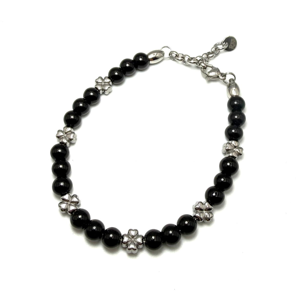 Bracciale pietre e pepite Quadrifoglio in Acciaio inossidabile